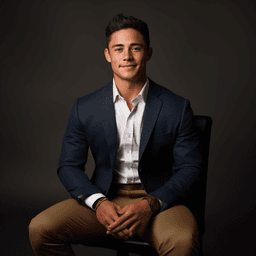 A young man sitting on a chair in a suit, shirt and tie, in the style of chase stone, portraits with soft lighting, reuben nakian, clovis trouille, smilecore, carnivalcore, dark gray and bronze