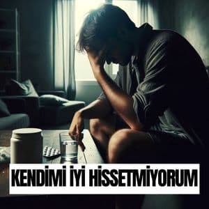 İşte aynı kişiyi işe gidecek kadar iyi hissetmeme mazeretiyle uyumlu bir şekilde rahatsızlık halinde gösteren görüntü. Ortam, yorgunluk ve huzursuzluk hissini vurguluyor.