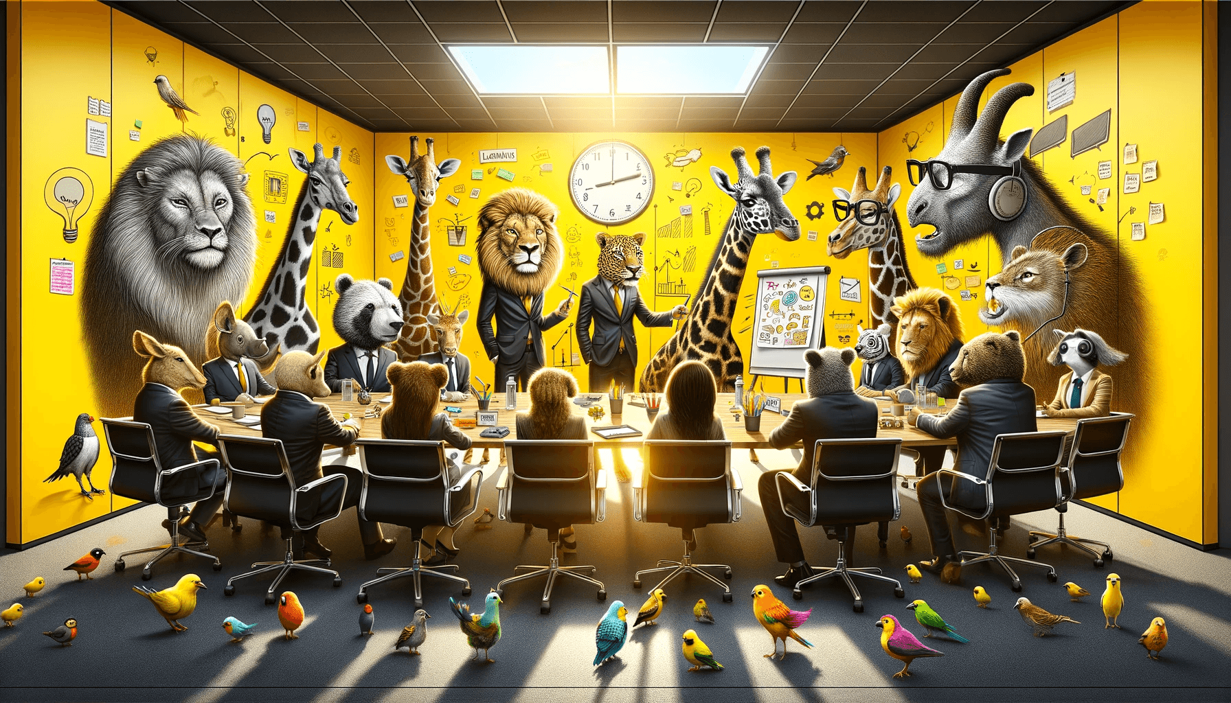 Here is the image that illustrates the concept of "Leading and Motivating" in a humorous and striking way.