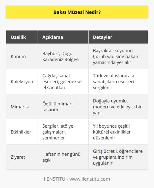Baksı Müzesi, Doğu Karadeniz Bölgesinde bulunan Bayburt sınırlarında yer alan müzedir. Bayraktar köyünün Çoruh vadisine bakan yamacında ziyaretçilerini bekliyor.
