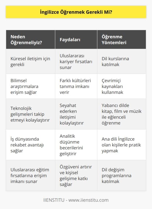 İngilizce artık herkesin bilmesi gereken bir dil. Çünkü dünya çapında ortak dil olarak kabul görüyor. Bu yüzden İngilizce öğrenmek neredeyse zorunluluk haline geldi.